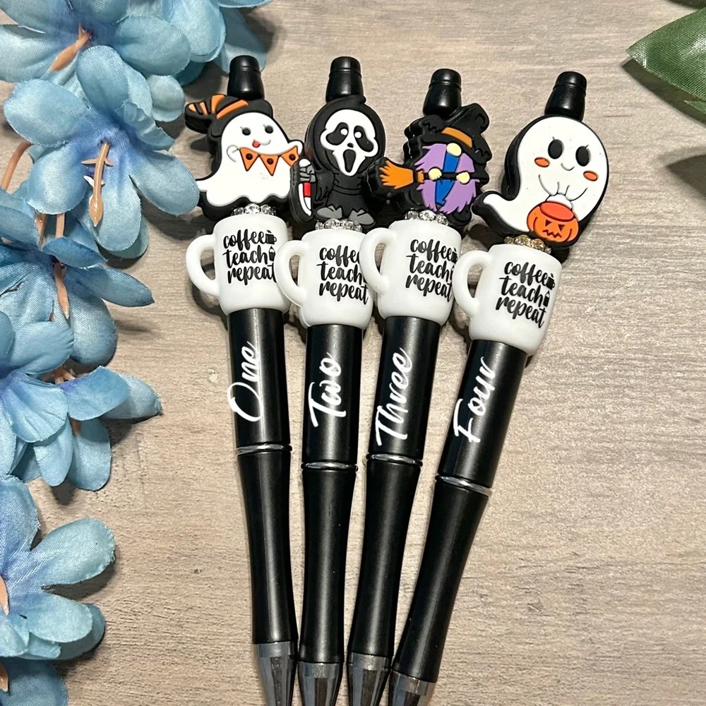 Teach Coffee Repeat Halloween Themed Pen